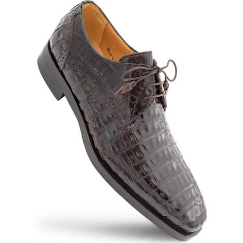 Mezlan "Golfo" Brown Genuine Crocodile Leather Derby Shoes 4967-F.