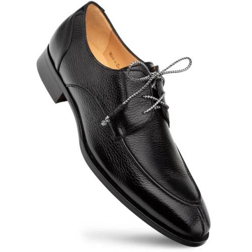 Mezlan "Fratello" Black Genuine Soft-Textured Deerskin Leather Laceup Shoes 20937.