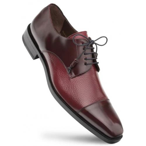 Mezlan "Soka" Burgundy Genuine Calfskin And Deerskin Combination Leather Lace-Up Shoes 15089.