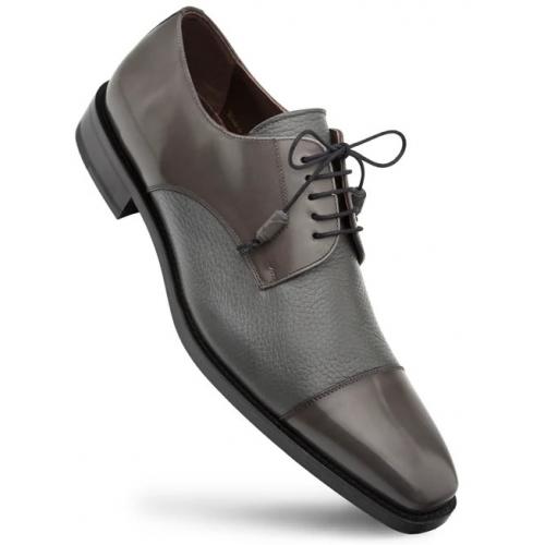 Mezlan "Soka" Grey Genuine Calfskin And Deerskin Combination Leather Lace-Up Shoes 15089.