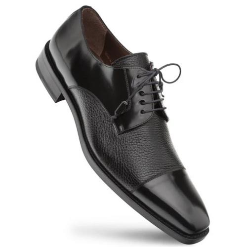 Mezlan "Soka" Black Genuine Calfskin And Deerskin Combination Leather Lace-Up Shoes 15089.