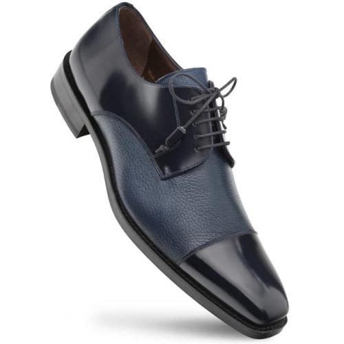 Mezlan "Soka" Blue Genuine Calfskin And Deerskin Combination Leather Lace-Up Shoes 15089.