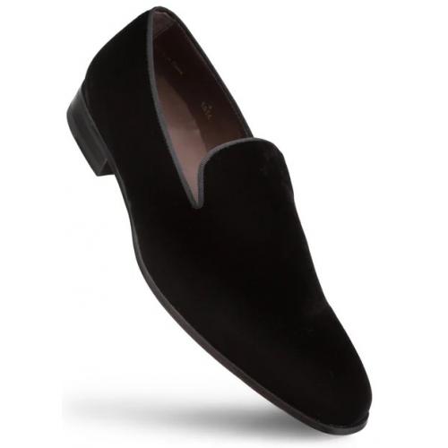 Mezlan "Lublin" Black Genuine Rich Velvet Formal Slip On Shoes 9273.