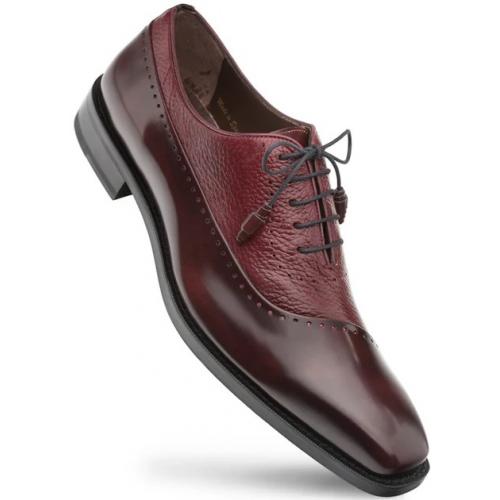 Mezlan "Postdam" Burgundy Genuine Calfskin / Deerskin Leather Bal Oxford Shoes 16409.