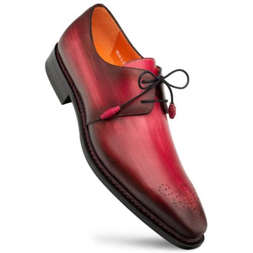 Mezlan "Principe" Burgundy / Rust Genuine Calfskin Leather Derby Shoes 20842.