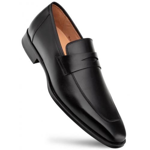 Mezlan "Avenue" Black Genuine Calfskin Leather Penny Loafer Shoes 20910.