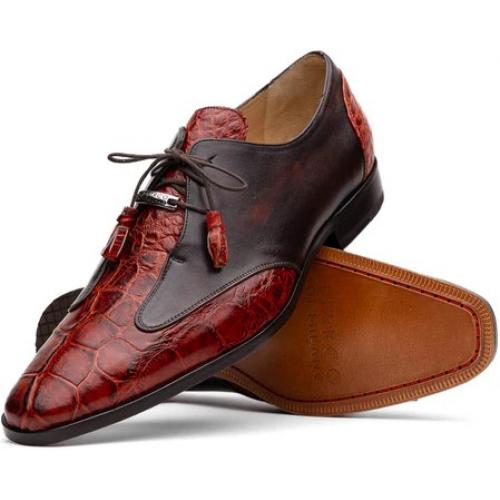 Marco Di Milano ''Anzio'' Cognac Genuine Alligator and Calfskin Dress Shoes