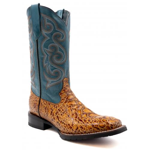 Ferrini "Kai" Cigar Sea Turtle Print Leather Square Toe Cowboy Boots 42593-61