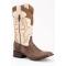 Ferrini "Nash" Brown Genuine Ostrich Leg Square Toe Cowboy Boots 11493-10