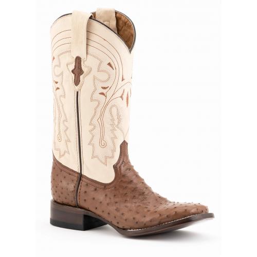 Ferrini "Colt" Kango Tabac Genuine Full Quill Ostrich Round Toe Cowboy Boots 10193-07