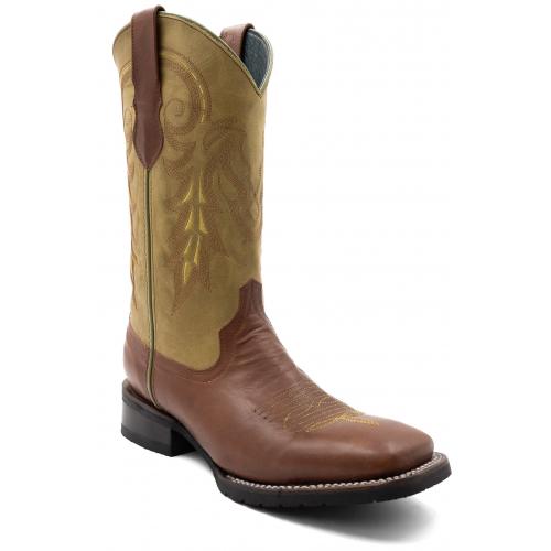 Ferrini "Maverick" Almond Genuine Full Grain Leather Square Toe Cowboy Boots 15093-31