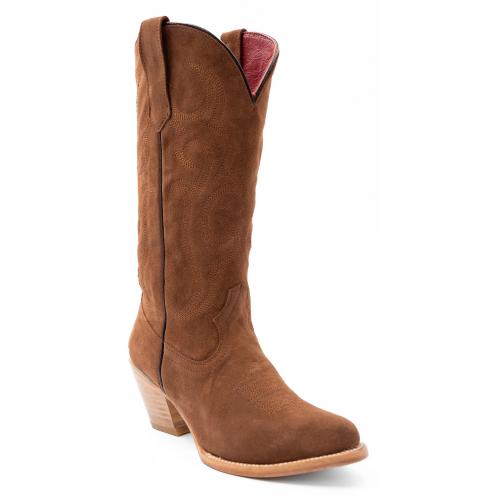 Ferrini Ladies "Quinn" Latte Full Grain Leather Snipped Toe Cowgirl Shoes 84861-06