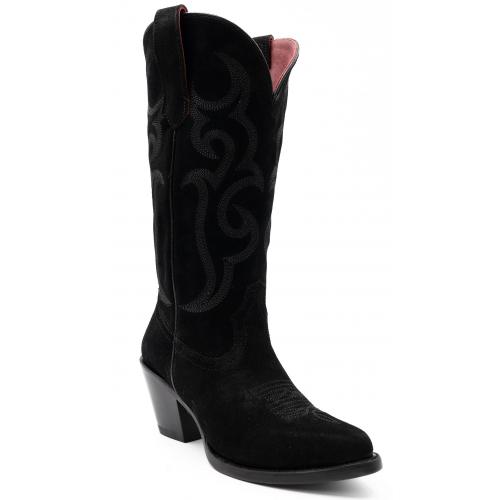 Ferrini Ladies "Quinn" Black Full Grain Leather Snipped Toe Cowgirl Shoes 84861-04