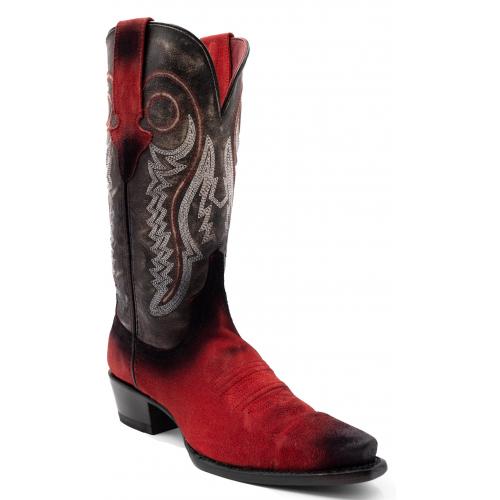 Ferrini Ladies "Roughrider" Red Full Grain Leather Snipped Toe Cowgirl Shoes 84361-22