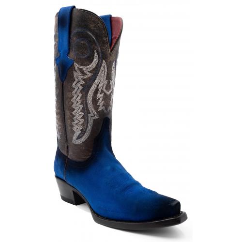 Ferrini Ladies "Roughrider" Electric Blue Full Grain Leather Snipped Toe Cowgirl Boots 84361-17