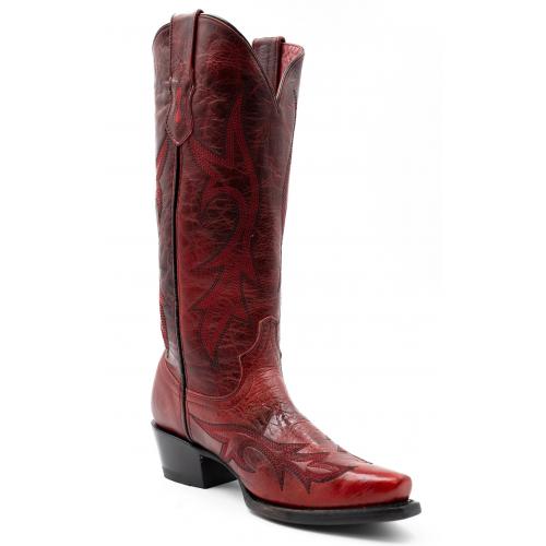 Ferrini Ladies "Scarlet" Red Full Grain Leather Snipped Toe Cowgirl Boots 84261-22
