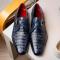 Marco Di Milano "Rovigo" Navy Genuine Caiman Crocodile Dress Shoes