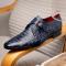 Marco Di Milano "Rovigo" Navy Genuine Caiman Crocodile Dress Shoes