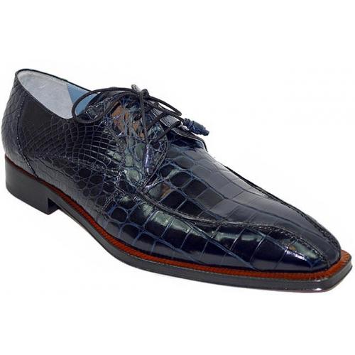 Mezlan "Cash" Navy Blue All-Over Genuine Alligator Shoes