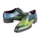 Paul Parkman Blue / Green Genuine Leather Goodyear Welted Oxford Dress Shoes 5364-GBL