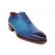 Paul Parkman Blue / Turquoise Genuine Leather Goodyear Welted Whole Cut Oxford Dress Shoes 044TRQ