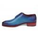 Paul Parkman Blue / Turquoise Genuine Leather Goodyear Welted Whole Cut Oxford Dress Shoes 044TRQ