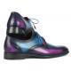Paul Parkman Blue / Purple Genuine Leather Ghillie Lacing Oxford Dress Shoes GU568BLP