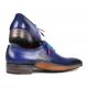 Paul Parkman Blue Genuine Leather Side Hand-Sewn Oxford Dress Shoes 018-BLU