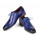 Paul Parkman Blue Genuine Leather Side Hand-Sewn Oxford Dress Shoes 018-BLU