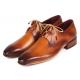 Paul Parkman Light Brown Genuine Leather Ghillie Lacing Handsewn Oxford Dress Shoes 022-CML