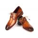 Paul Parkman Light Brown Genuine Leather Ghillie Lacing Handsewn Oxford Dress Shoes 022-CML