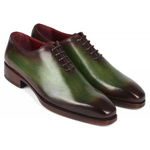 Paul Parkman  Oxfords Green / Bordeaux Genuine Leather Goodyear Welted Wholecut Oxford Dress Shoes 044GBD