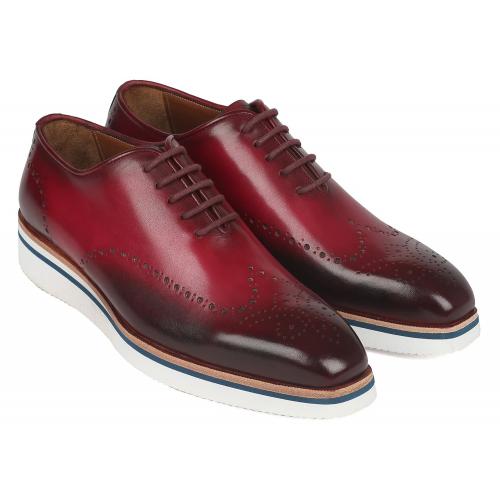 Paul Parkman Bordeaux Genuine Leather Smart Casual Wingtip Oxfords Men's Dress Shoes 188-BRD