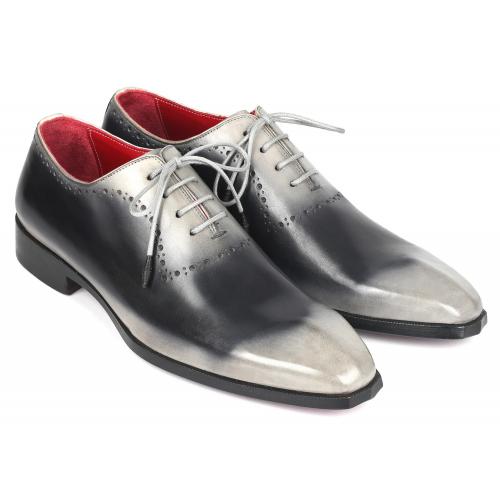 Paul Parkman Gray Genuine Leather Hand-Painted Oxfords Dress Shoes AG445GRY