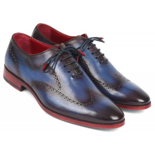 Paul Parkman Blue / Purple Burnished Genuine Leather Men's Wingtip Oxford Dress Shoes 741-PRP