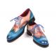 Paul Parkman Blue / Pink Genuine Leather Men's Wingtip Goodyear Welted Oxford Dress Shoes 027-BLUPNK