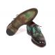 Paul Parkman Brown / Green Genuine Leather Wingtip Goodyear Welted Oxford Dress Shoes 027-BRWGRN