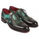 Paul Parkman Brown / Green Genuine Leather Wingtip Goodyear Welted Oxford Dress Shoes 027-BRWGRN