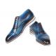 Paul Parkman Blue Genuine Leather Men's Smart Oxford Casual Shoes 185-BLU-LTH