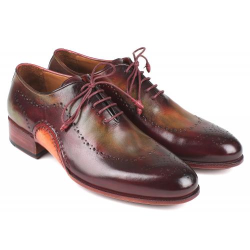 Paul Parkman Green / Bordeaux Genuine Leather Opanka Construction Oxford Dress Shoes 726-GRE-BOR