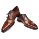Paul Parkman Camel / Red Genuine Leather Captoe Oxford Dress Shoes 024-CML-BRD