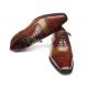 Paul Parkman Camel / Red Genuine Leather Captoe Oxford Dress Shoes 024-CML-BRD