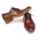 Paul Parkman Brown Genuine Leather Men's Side Handsewn Split-toe Oxford Dress Shoes 054-BRW