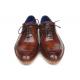 Paul Parkman Brown Genuine Leather Men's Side Handsewn Split-toe Oxford Dress Shoes 054-BRW