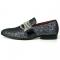 Fiesso Black / Silver Slip on Loafer With Silver Chain FI7528.
