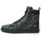 Fiesso Black Leather Multi Color Spikes High Top Sneaker FI2430.