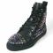 Fiesso Black Leather Multi Color Spikes High Top Sneaker FI2430.