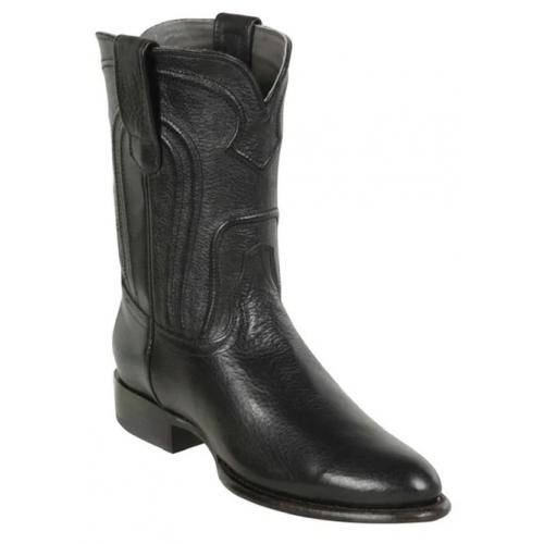 Los Altos Black Belmont Round Roper Toe Cowboy Boots 692105