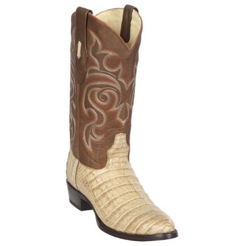 Los Altos Honey Genuine Caiman Belly Round Roper Toe Cowboy Boots 65G8251