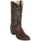 Los Altos Brown Genuine Ostrich Leg Round Toe Cowboy Boots 65G0507